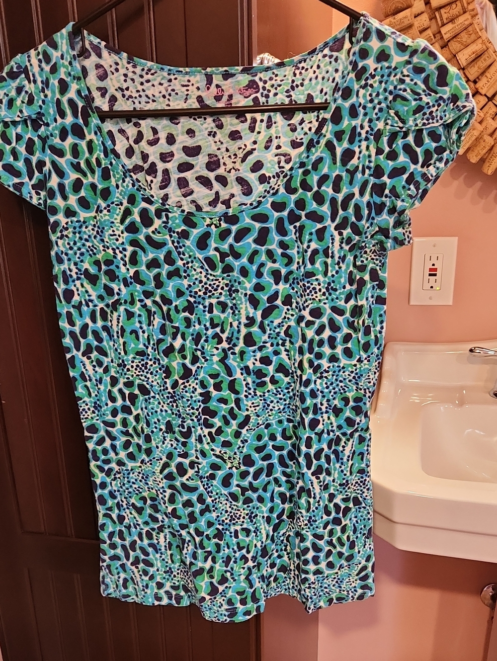 Lilly Pulitzer Teal & Blue Animal Print Scoop Neck Mini Dress S